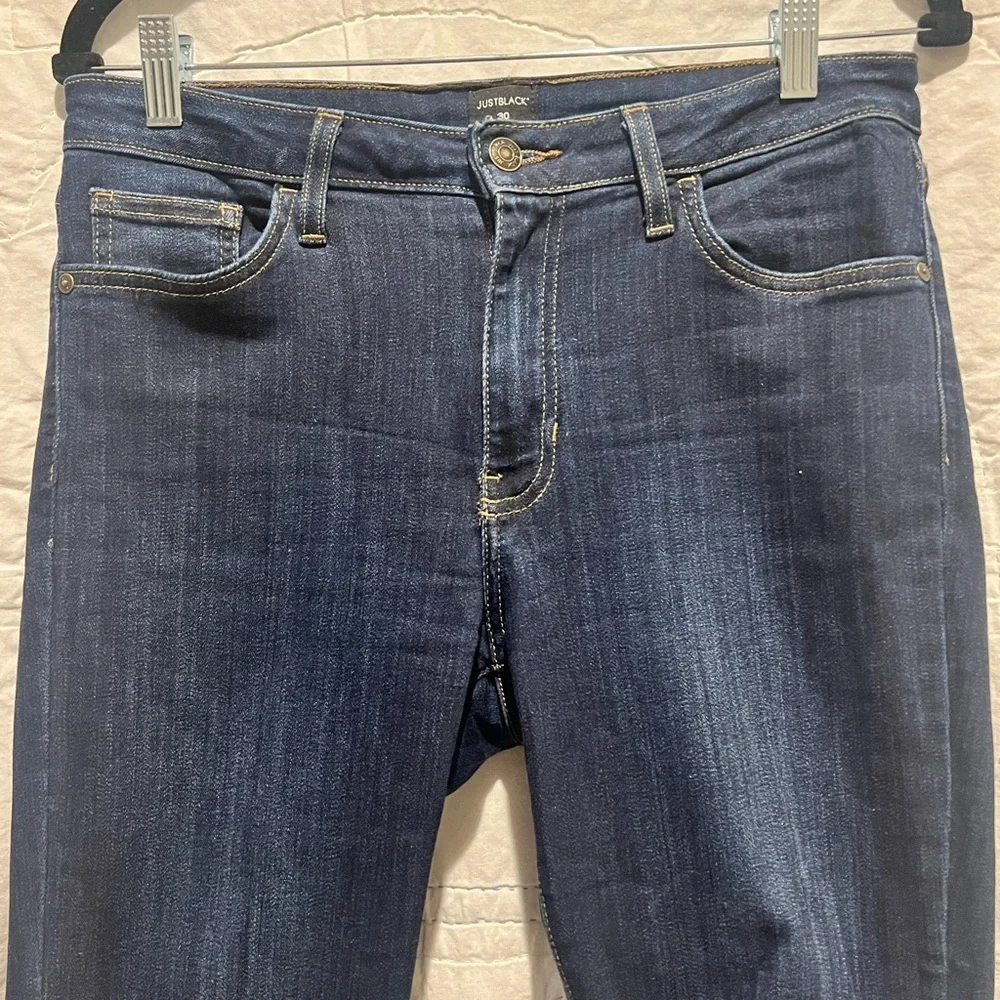 Just Black Jeans Denim Womens Size 30 Cropped Skinny Frayed Hem Blue Stretch - Picture 4 of 10